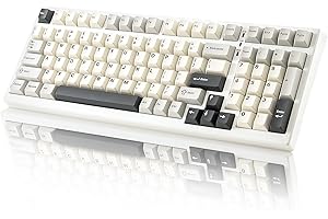 YUNZII YZ98 Gasket Mechanical Keyboard 99 Key Hot Swappable BT5.0/2.4G/USB-C Wireless Gaming Keyboard NKRO 98% 1800 Layout with RGB LED Backlit for Linux/Win/Mac (White, Cocoa Cream V2)