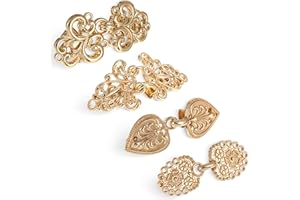 Dimeho 4pcs Vintage Sweater Swirl Clip Shirt Clips Dress Cinch Clips Cape Cloak Clips Retro Cardigan Clip Vintage Cardigan Collar Clips Dress Shirt Brooch Clips for Women(Gold)