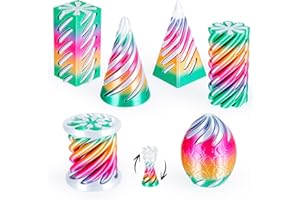 dikale 6 Packungen Spirale Fidget Kegel 3D gedruckt Spielzeug Set, Flexible Pyramide Passthrough für Stressabbau, Kinder Erwachsene Schreibtisch Spielzeug, Candy Gradient Regenbogen & Weiß