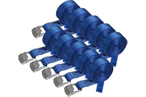 BB SPORT Correa de amarre cinturón de amarre con hebilla - azul - 1m 2,5m 4m 6m - diferentes cantidades resistente a 250 kg DIN EN 12195-2, 10 piezas 2.5 cm x 4 m