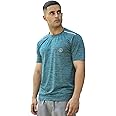 CHKOKKO Men's Round Neck Half Sleeve Regular Fit Lightweight Quick Dry Self Design Activewear Gym Sports T-Shirt for Workout Training Fitness and Running