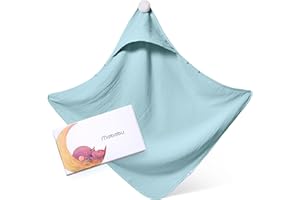 Mababu Toalla Bebe Recien Nacido con Capucha 75x75cm I Muselina de algodón orgánico Certificado Gots 4 Capas I Extra Suave y Absorbente - 0-3 años I Capa de baño Bebe I Toallas Bebe Recien Nacido