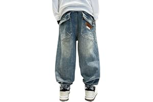 MOVAWAKY Jean Baggy Garcon, Jean DéChiré à Taille ÉLastiquéE pour GarçOn, Large Tendance Printemps/Automne Pantalon avec Taille éLastique Extensible Mode Denim BéBé GarçOn Jeans Garcon 7 Ans |