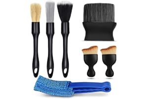 HXUING 7 Pezzi Pennelli Detailing Auto, Pennello Pulizia Auto Spazzola per Uscita Aria Auto Spazzola per Interni Auto a Setole Morbide, per Interni di Auto Moto Cerchi in Lega Mobili