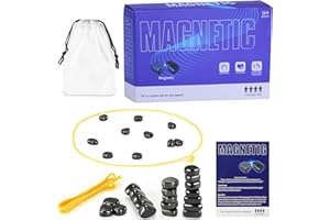 YTUGIL Juego de ajedrez magnético, piedras magnéticas, juego de mesa rompecabezas para damas, juego magnético portátil, tablero de ajedrez magnético para fiestas familiares, camping, Navidad, cumpleaños,