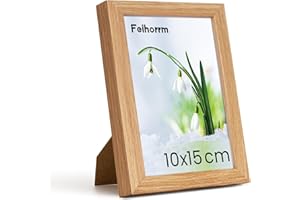 Feihorrm Bilderrahmen, 10x15 cm Fotorahmen aus Eiche, Mit gehärtetem Glas, Fotorahmen aus Massivholz, Geeignet für Wand- und Tischdisplays (Beige, 10x15 cm/ 1x)