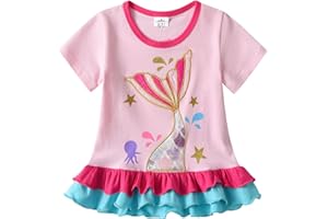VIKITA Camiseta para Niña Bonita Camiseta Floral de T-Shirt Animales Lentejuelas para Niños 2-10 años