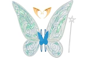 Orgoue Fairy Wings, Butterfly Wings Angel Wings Fairy Set with Elf Ear and Wand, Fairy Costume Halloween Costume Wing for Adults and Girls for Halloween Carnival Birthday Party