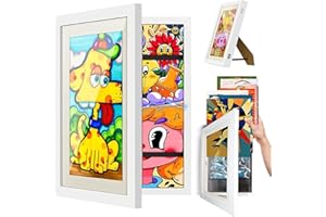 XINRONGDA Kids Art Frames Front Opening A4, Childrens Artwork Display Picture Frame, Display Pictures in Portrait or Landscape, Artwork Display Storage Frames For Children Drawing Crafting,white