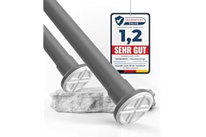 HOFACTORY MEISENBERG Asta Tenda Doccia 70-120cm, Grigio, Ø 25 mm, Bastone Estensibile a Pressione per Tendaggi, Bagni e Balcone