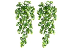 LbsAMP 2 Stück Künstliche Hängepflanze Hellgrüne 70 cm Lang Kunstpflanze Künstliche Monstera Blätter Gefälschte Ivy Hängende Girlanden für Hochzeit Hausgarten Wanddekor Hängekörbe