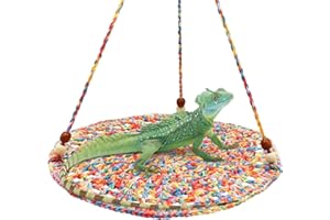 Dnoifne Reptile Hammock Swing, Cotton Bed for Bearded Dragon, Leopard Gecko, Lizard, Birds, Parrots and Rats (Colorful)
