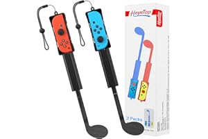 HEYSTOP Switch Mario Golf Club Compatible with Nintendo Switch/Switch OLED Controller Joy-Con, Nintendo Switch/Switch OLED Sports Game Accessories Pack for Mario Golf Super Rush Twin Pack, Black