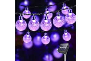 ‎LQWELL LQWELL® Słoneczne wróżki do ogrodu na zewnątrz, łańcuchy świetlne z kryształowych kulek 40 LED 10 M IP44 8 trybów Wróżki do okna balkonowego (Fioletowy)