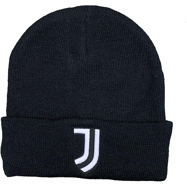 Cappello Invernale Juventus Con Patch In Pelle E Jacquard - Berretto Ufficiale Per Tifosi Bianconeri