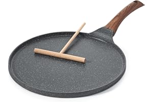 SENSARTE Poêle à Crêpes 26 cm avec Revêtement Antiadhésif en Granit Suisse - Compatible Induction - Crêpière avec Répartisseur de Pâte - Poignée Confortable et Ergonomique