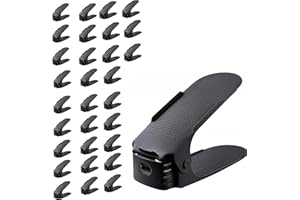 ECARLA 10 regulowanych regałów na buty – oszczędzający miejsce organizer na buty do szafek – przechowywanie butów z podwójną warstwą i antypoślizgową konstrukcją – oszczędność 50% miejsca (10, czarny, 25 x 9