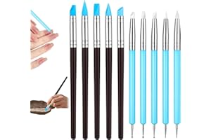 INNOHHUSTLE 10Pcs Silicone Sculpting Tools Dotting Tool Clay Modelling Tools Modeling Dotting Tool Silicone Paint Brush for Pottery Craft, Rock, Nail, Blending, Drawing DIY Handicraft, Sculpture Pottery