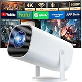 Portable Projector 4K Full HD 1080P Support, Mini Projector | With WiFi 6 and Bluetooth 5.4, Trapezoidal Correction Auto, 180