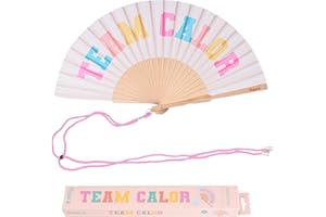 Fisura – Ventaglio in legno con messaggio “team calor”. Accessorio originale e colorato, ventaglio portatile beige con gancio pratico. Ideale per chi ama il caldo. Dimensioni: 42,5 x 23 cm