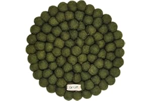 Grült Home Topfuntersetzer - Filz untersetzer für Tassen, Töpfe, Pfannen und Tassen handgefilzt in Nepal (Dunkel Grün, Circle 20 cm)