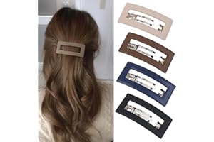 Uoocg Lot de 4 barrettes à cheveux rectangulaires automatiques pour femme - Cheveux fins - En acrylique - Pour cheveux moyens