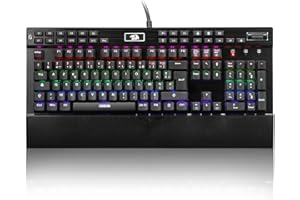 Redragon K550 RGB Clavier de Jeu AZERTY, 104 Touches + 12 Touches Macro G, Clavier mécanique Filaire, Plaque supérieure en Aluminium, Switch Violet cliquable, 2 Ports USB, Repose-Poignet, Noir