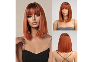 Esmee Kurze Gerade Ingwer Auburn Bob Perücken mit Fransen Schulter Länge Perücke Synthetische Cosplay Perücken für Frauen