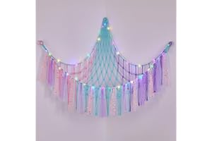 Ellaseek Hamac de rangement pour jouets en peluche pour animaux en peluche, filet à suspendre, organiseur en macramé doux pour chambre de fille, accessoires de chambre d'enfant, décoration de chambre