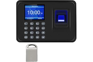 MIKONIYA Máquina de Asistencia,Máquina Fichar de Asistencia Biométrica de Huella Dactilar con Sistema Española Pantalla LCD,Capacidad de 100.000 Registros,2.4 Pulgadas,con 8G Disco U