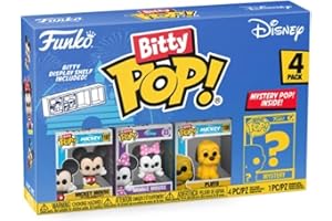 Funko Bitty Pop Disney - Mickey Mouse, Minnie Mouse (pink Dress), Pluto et une Mini-figurine Mystère en Surprise - 2.2 Cm Collectionnable - Étagère Empilable Incluse - Idée de Cadeau - Disney Fans