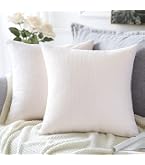 Artscope Housse de Coussin, Lot de 2 en Lin Canapé Taie d'oreiller de Couleur Pure pour Maison Salon Chambre Décoration D'intérieur (Blanc Pur, 40x40cm Artscope Housse de Coussin, Lot de 2 en Lin Canapé Taie d'oreiller de Couleur Pure pour Maison Salon Chambre Décoration D'intérieur (Blanc Pur, 40x40cm