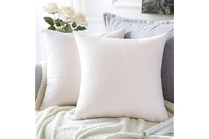 Artscope 2 Pezzi Federe Cuscini in Lino Minimalista Copricuscino Colorato per la Decorazione Domestica Soggiorno Camera da Letto Divano 50x50cm, Bianco