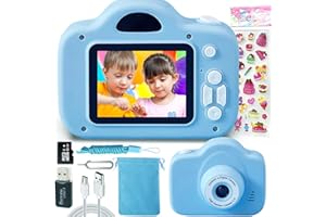 Appareil Photo Enfants, Mini Caméra Enfant Rechargeable Caméscope Cadeau Jouet Filles Garçons, vidéo HD 1080p, 32G SD Carte (Bleu)