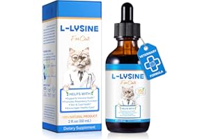 ABODIUSS Lysin Katze - L-lysin Katze Tropfen für Immunsystem, Atemwege | L lysin Katzen Lindert Allergien und Niesen | L-lysine Katzen Vitamine und Nahrungsergänzungsmittel - Glutenfrei & Chemicalfrei 60ml