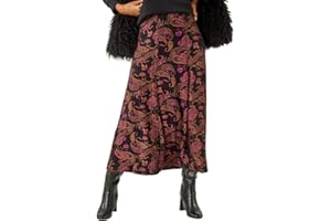 Roman Originals Gathered Skirt for Women UK Ladies Midi Maxi Long Stretchy Jersey Casual Smart Party Going Out Fit Flare Elasticated Waist Flattering A line Skater Swing