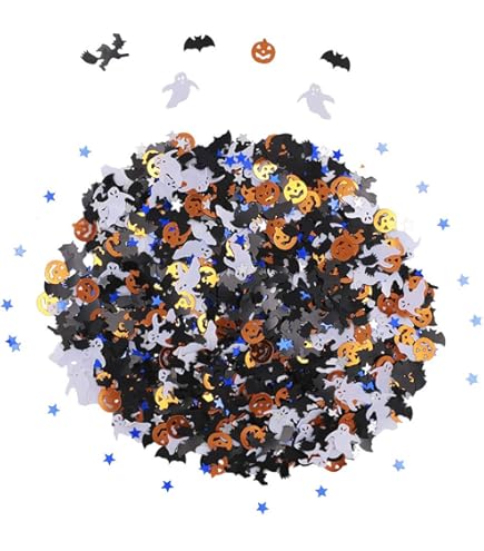 Confettis Halloween 30g (environ 1000 Pièces) - Motifs Chauve-souris, Citrouille, Sorcière - Décoration De Table