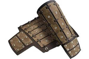 HiiFeuer Medieval Studded Faux Leather Bracers, Vintage Mercenary Arm Guards, Knight Archer Gauntlets for Ren Faire