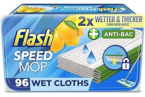 Flash Speedmop Wet Floor Cleaning Wipes, 96 Cloths (24x4), Antibac Lemon Multi-Surface, Trap & Lock Daily Dirt, Grease & Grime Without Getting Down On Your Knees ( Package may vary)