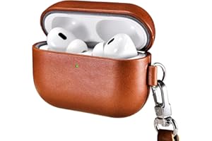 Leather Case for AirPods Pro 3 2025, ICARER Premium Genuine Leather Shockproof Protective Cover with Lanyard for AirPods Pro 3rd Earphones Charging Case (LED Visible) Support Wireless Charger-Brown