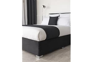 Belledorm - Vestiletto con profondità extra di 48 cm, per rendere ordinato l'aspetto del letto contenitore, lussuosa pelle scamosciata sintetica (colore: nero, super king)