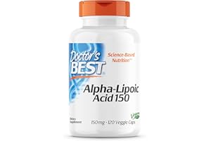 ‎DOCTOR'S BEST Doctor's Best, Alpha-Lipoic Acid (Alpha-Liponsäure), 150mg, 120 vegane Kapseln, Laborgeprüft, Glutenfrei, Sojafrei, Vegetarisch