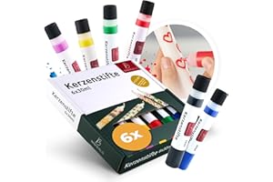 Brandalo® Premium 6er Set Kerzenstifte á 30ml leuchtende Farben – Candle Pen für Kerzen - Taufkerze Selber Machen - Ideal zum Kerzen Dekorieren & Gestalten - Candle Liner – Kerzenfarbe - Kerzenpen