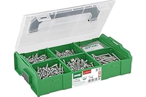 SPAX Montagekoffer L-BOXX Mini, Elektriker-Set inkl. 475 Halbrundkopfschrauben in 5 Abmessungen, 75 passenden Dübeln und 3 T-STAR plus Bits