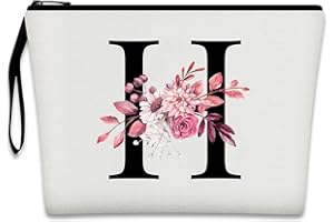 Bliceon A-Z Personalisierte Make-up-Tasche, Geburtstagsgeschenke für Frauen und Mutter, personalisierte Geschenke für Frauen, Geschenke für Freundinnen, Braut und Brautjungfern Kosmetiktasche - H
