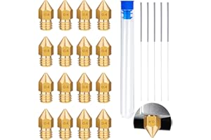 ICYWINK Imprimante Laiton Buse 0,4 mm, 12pcs Buses en laiton pour imprimante 3D MK8 avec 5 Outils de nettoyage, Accessoire de Extrudeur, pour MK8 Extrudeuse Nozzle, Creality CR-10, Creality Ender 3/5, Etc