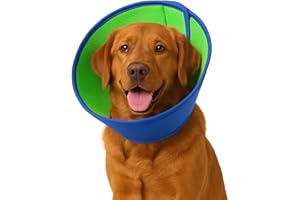 PRIMELUXE Dog Cone Collar, Adjustable Soft Recovery Collar for Dogs, Breathable Anti-Bite Neck Cone, Pet Surgery Collar, Prevents Licking & Scratching, Lightweight & Soft (Blue&Green, XL (47-53cm)
