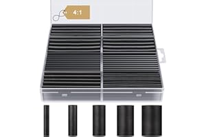 Pyrrhonian 90mm Súper largo de Tubos Termorretráctiles Kit Impermeables Negros, 100 Piezas Tamaño grande Tubo Termoretractil de Doble Pared 4:1, Recubierto con Adhesivo, Tubo Térmico