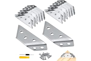 GZhaizhuan 15 conectores angulares de acero inoxidable para estantes de madera, armarios, mesas, sillas, muebles, con 100 tornillos y 1 destornillador