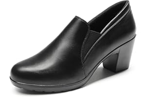 DREAM PAIRS Zapatos de Tacón Clásicos Comodos Mujer Zapatos de Salón Zapatillas de Punta Redonda con Tacón Ancho DPU214-E